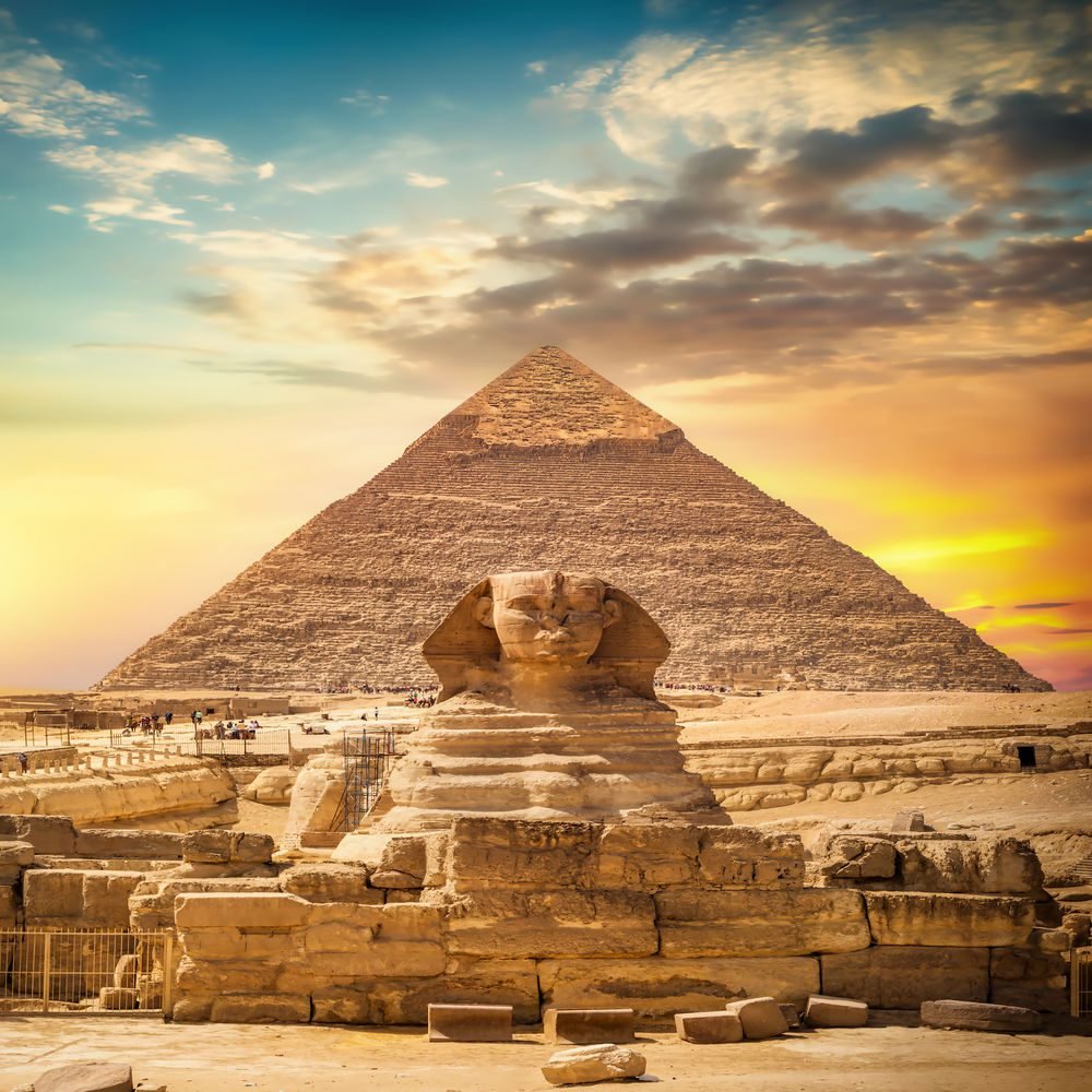 Great sphinx and pyramid.