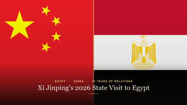 Egyptian and Chinese flags side by side, marking Xi Jinping's 2026 state visit to Egypt